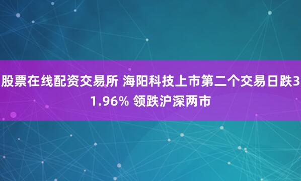股票在线配资交易所 海阳科技上市第二个交易日跌31.96% 领跌沪深两市